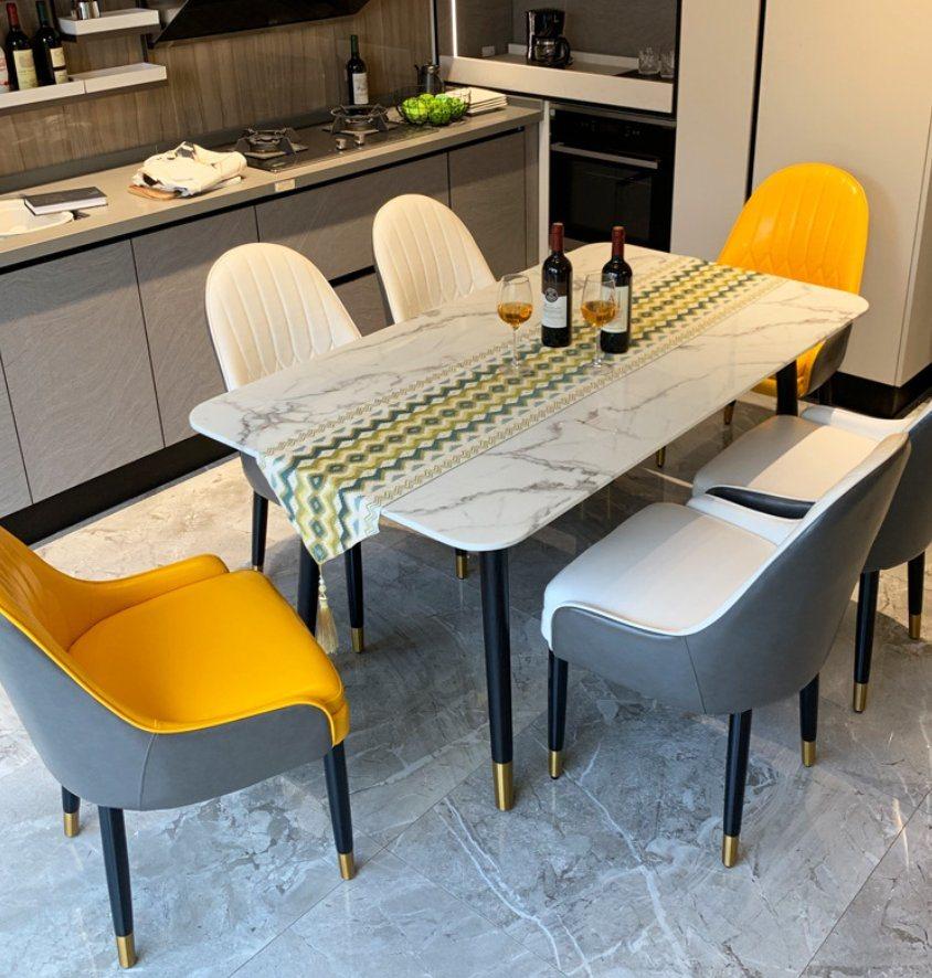 Small Apartment Metal Frame Marble Dining Table