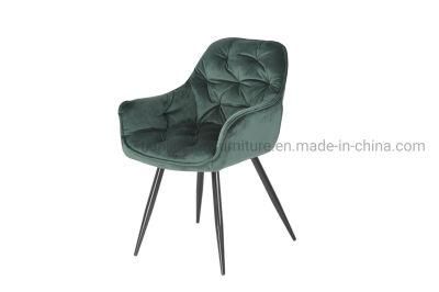 Modern Furniture High Back Solid Wood Velvet Fabric Upholstered Design Dining Room Chair