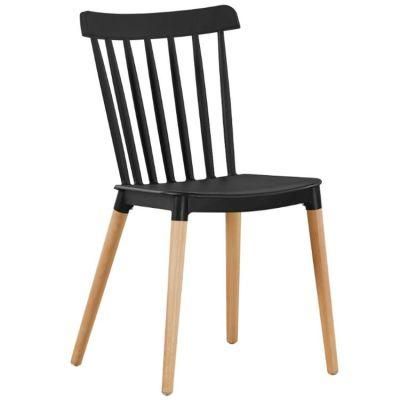 French Windsor Outdoor Chair for Home Furniture Restaurant Hollow Back Modern Nordic Wooden Leg Plastic Dining Chair