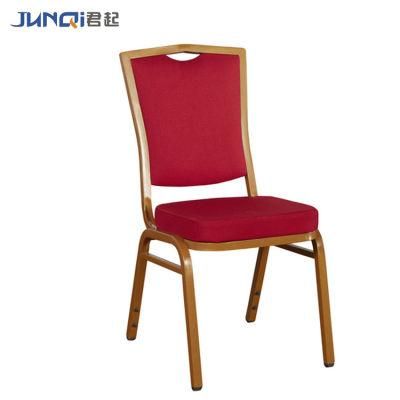 Gold Frame and Red Fabric Restaurant Banquet Aluminum Chair