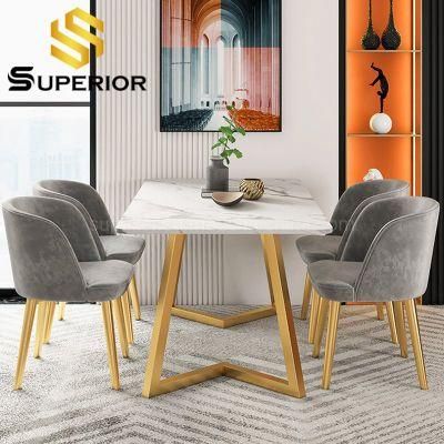 Nordic Style Dining Table Set 4 Chairs Marble Modern Table