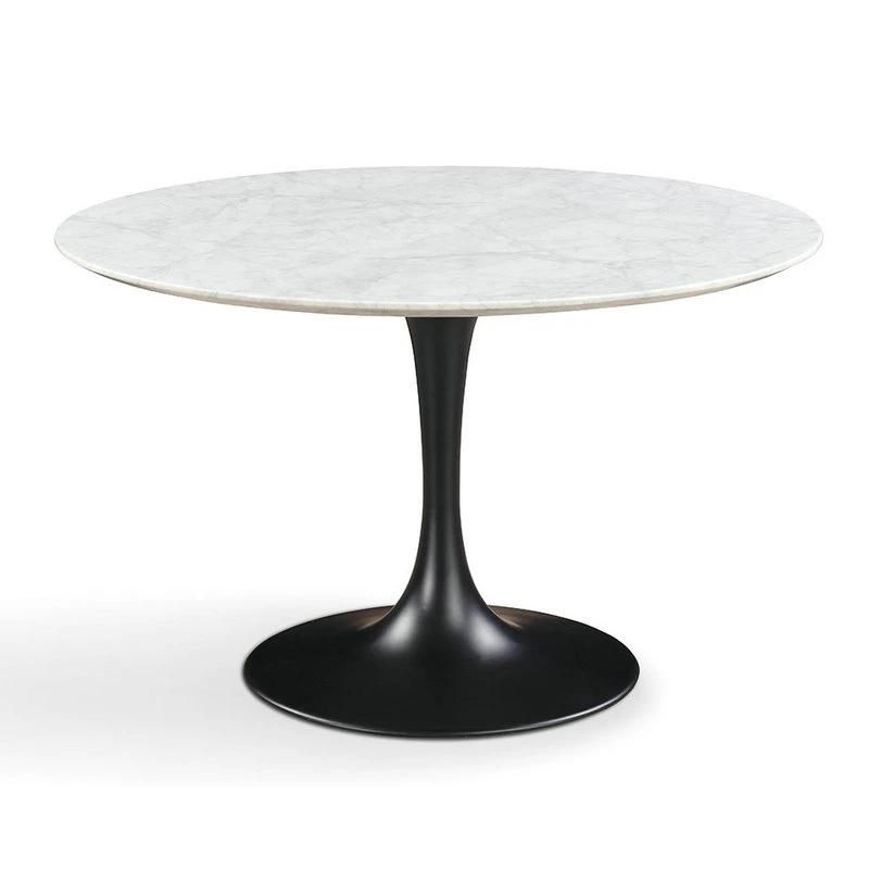 China Hot Sale Contemporary Diningroom Furniture Sintered Stone Top Trumpet Shape Steel Base Dining Table Coffee Table