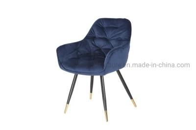 New Design Dining Room Kitchen Iron Furniture Velvet Fabric Chair