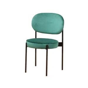 High Quality French Style Velvet Balck Painted Legs Dining Room Chair