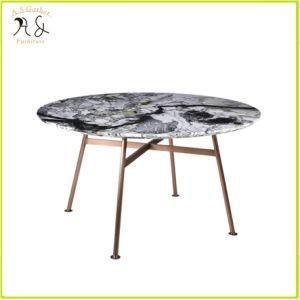 Luxury Rose Golden Stainless Steel Table Base Marble Round Dining Table