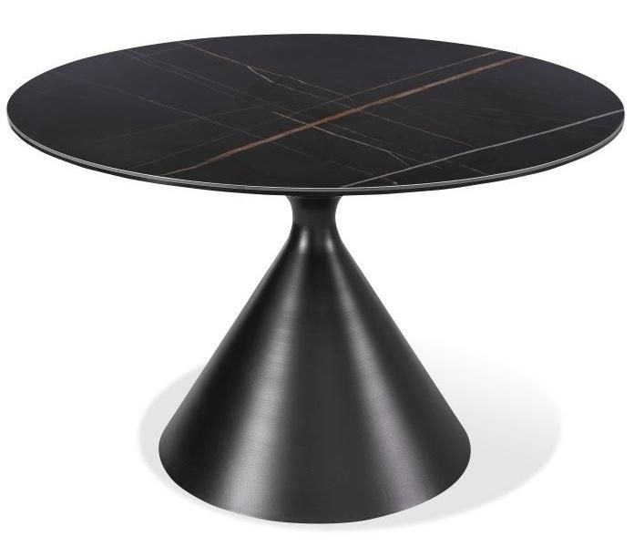Modern Home Furniture Round Ceramic Top Metal Base Dining Table Set