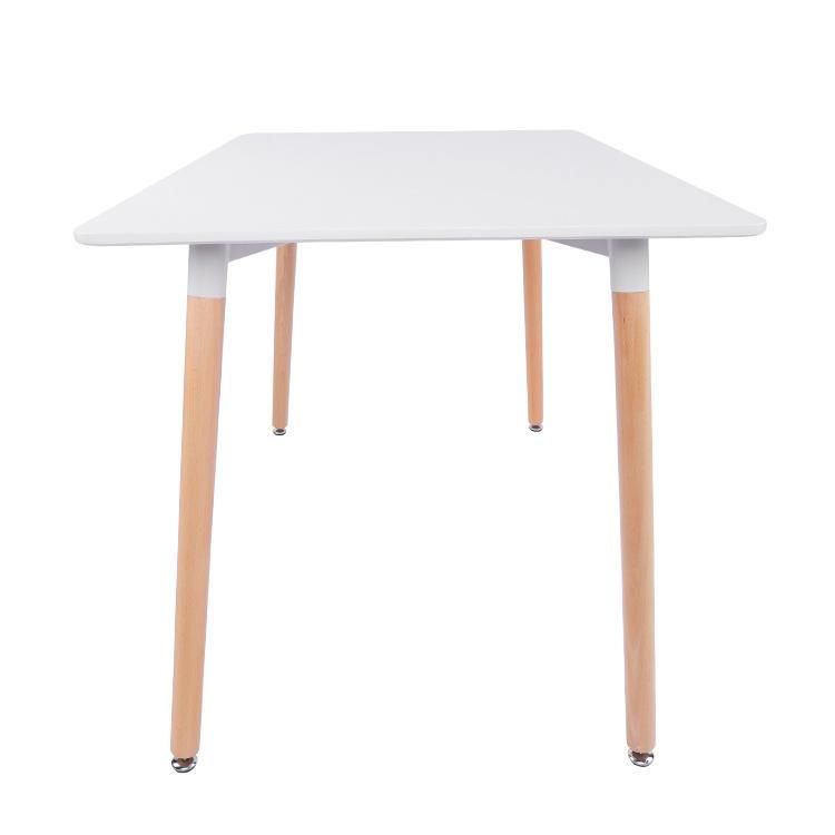 White Square Wooden with Beech Legs MDF Top Dining Table