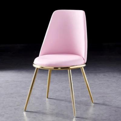 Italy Style Round Seat Dining Chair with Gold Plated Legs
