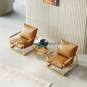Hotel Furniture Metal Frame Leather Chair Living Room Chair Outdoor Chair