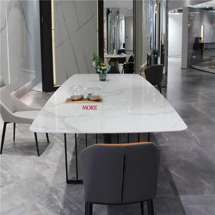 Wholesale Big Size Modern Dining White Marble Porcelain Slab Dining Room Table
