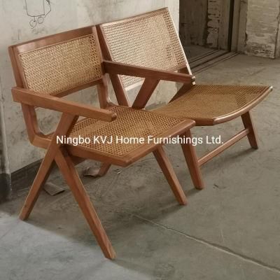 Kvj-9110 Dining Room Solid Beech Wood Rattan Pierre Jeanneret Arm Chair