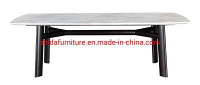Black Wooden Base White Marble Top Dining Room Furniture Dining Table