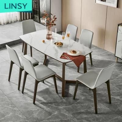 Linsy Nordic Wooden White Marble Top Dining Table Ls206r9