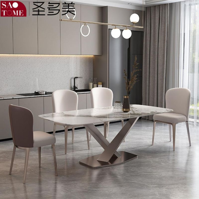 Modern Rock Furniture Stainless Steel Cross Table Dining Table