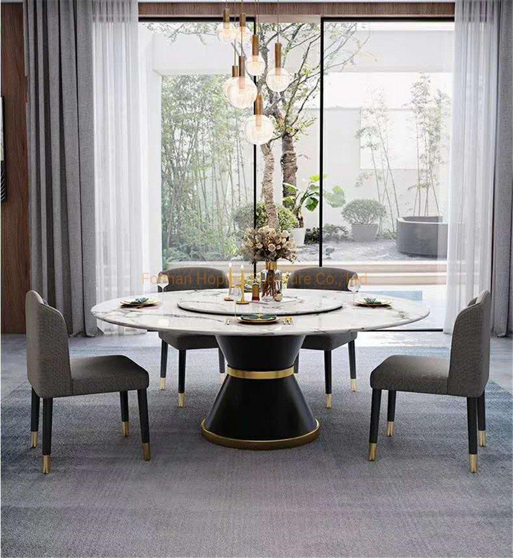 Modern Home Restaurant Furniture Chair Set Flower Decor Hole Metal Stainless Steel Back Marble Top Dining Room Table Black Glass Banquet Cake Stand Table