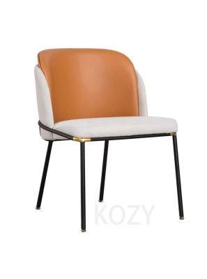Modern Minimalist Style Creative Backrest Chair Restaurant Leather Dining Chair with Armrests