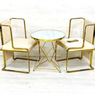 Simple and Modern Household Flannel Round Back Home Hotel Restaurant Wedding Stainless Steel Dining Chairs
