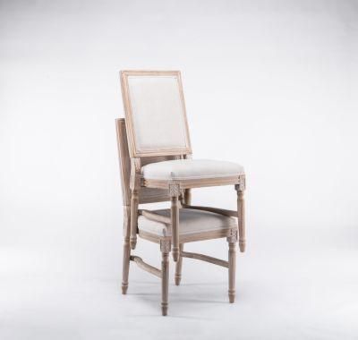 French Square Upholstery Stackable Louis Dining Chair