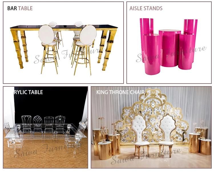 Gold Wedding Banquet Furniture Metal Bar Chair for Event Dining