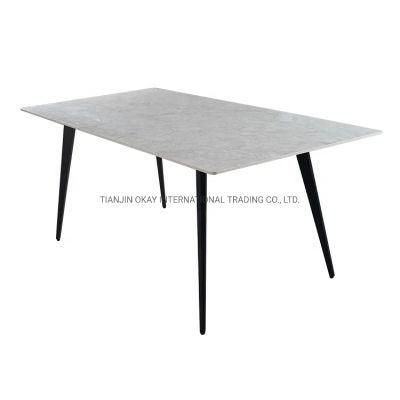 Modern Stainless Steel Base Contemporary Marble Extendable Sintered Stone Table