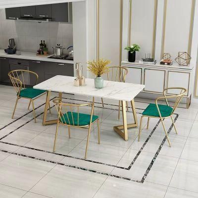 New Design Household Stainless Steel Base Marble Top Dining Table