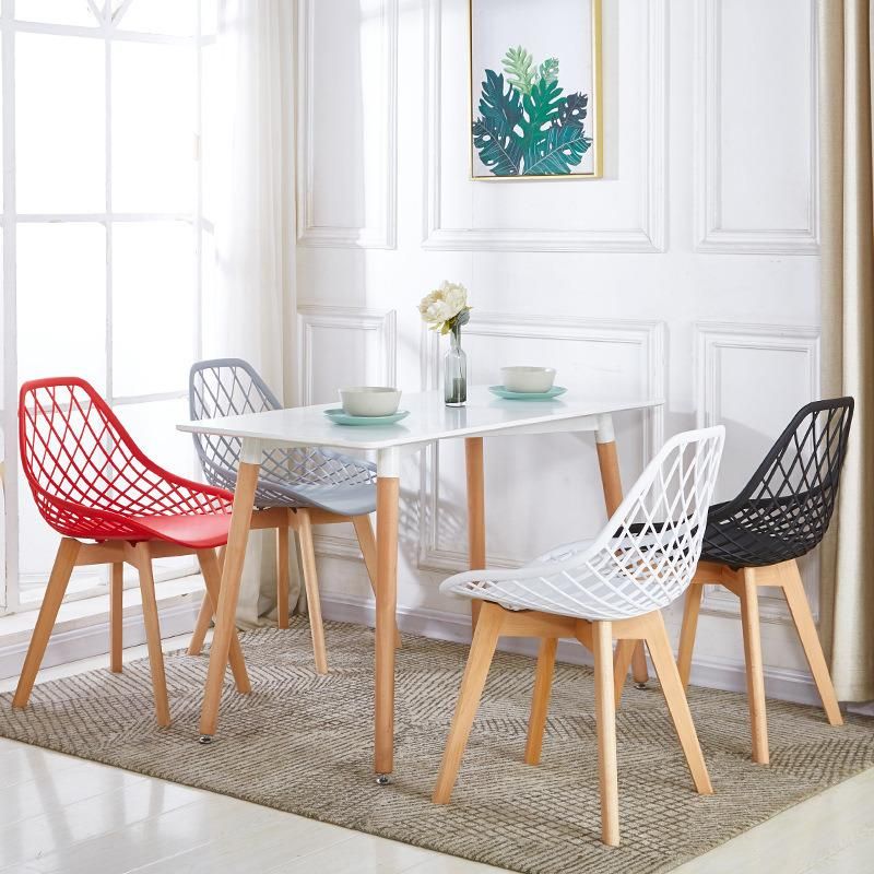 White Plastic Bistro Chair Wood Leg Coffee Chair Sillas De Escritorio