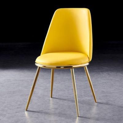 Hot Selling Dining Chair Yellow Color PU Dining Chairs