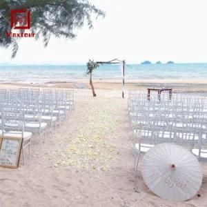 Wedding Supply Cheap White Iron Outdoor Wedding Chair with Decoration