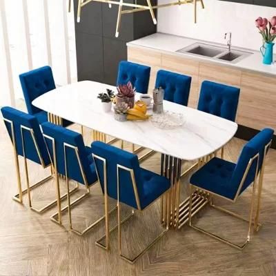 Scandinavian High Polish Gold Chrome Dining Chair with Upholstered
