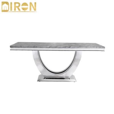 High Quality Home Furniture Luxury Coffee Table Modern Living Room Furniture Style Marble Top Stainless Steel Dining Table