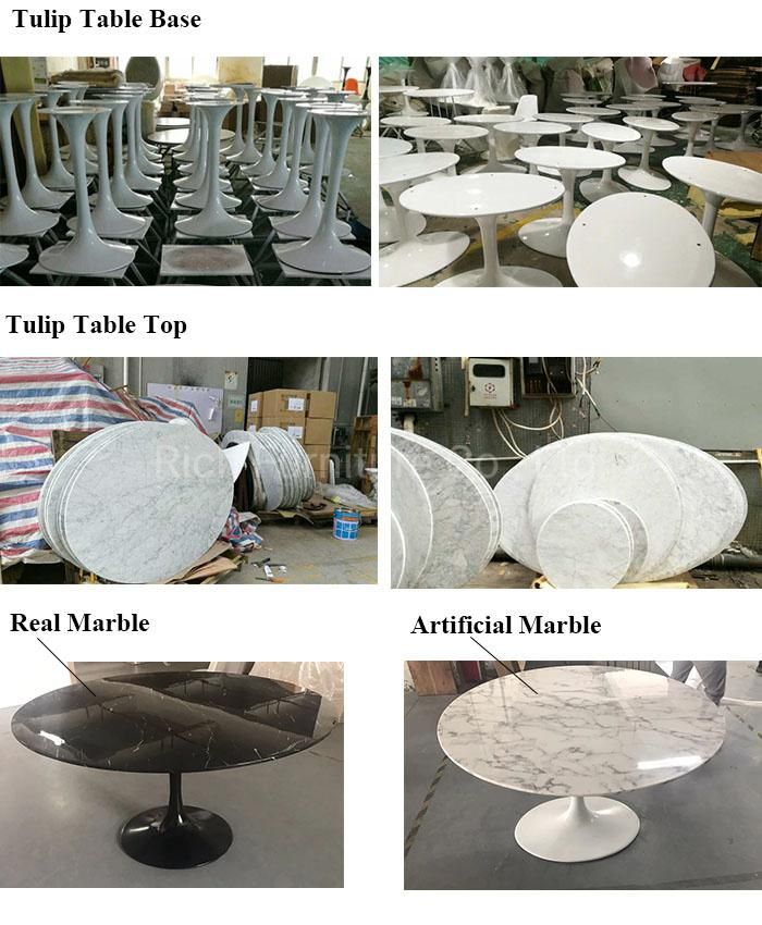 White Fiberglass Marble Round Dining Table