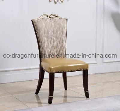 Chinese Style Furniture Wooden Leather High Back Dining Chair Sets