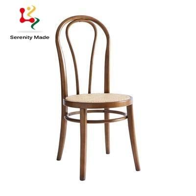 Wholesale Event Furniture Antique Natural Wood Frame Restaurant Hotel Resort Rattan Cane Seat Indoor Dining Chair