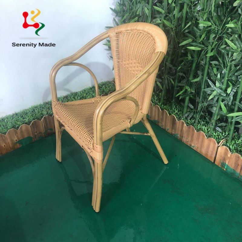 Commercial Use Hotel Restaurant Outdoor Rattan Aluminium Frame Garden Backyard Leisure Cafe Coffee Shop Dining Chair