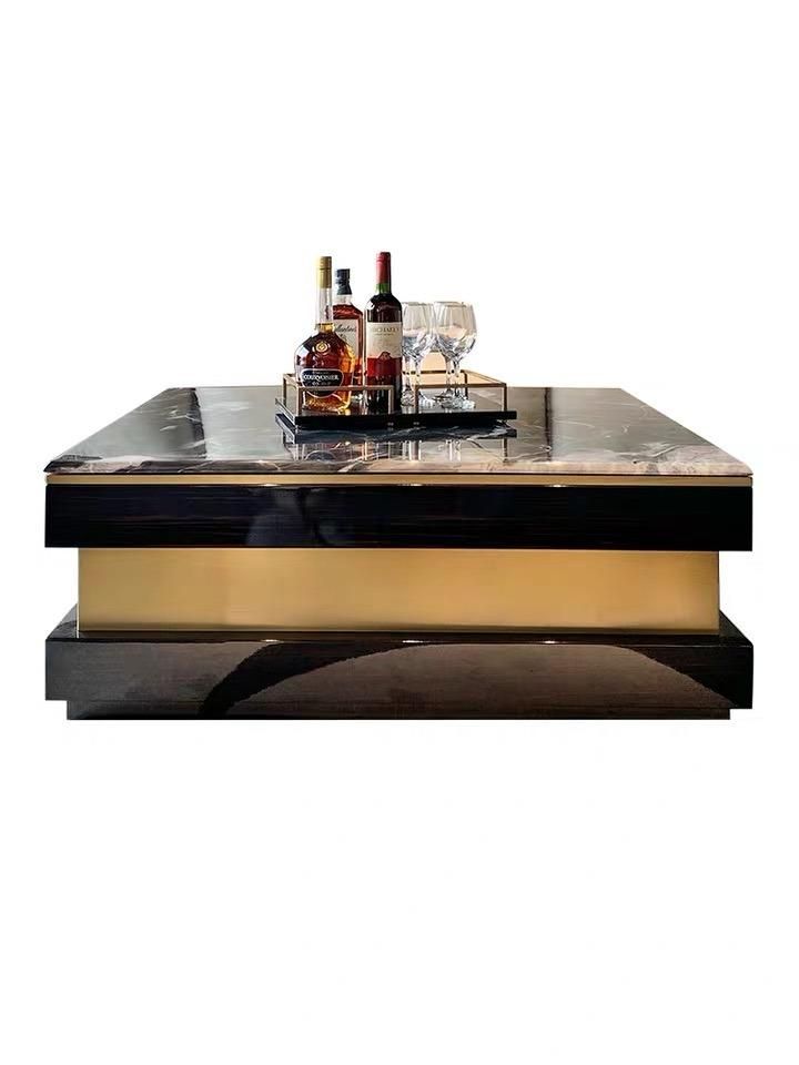Modern Stainless Steel Furniture High Gloss Glass Living Room TV Cabinet Sofa Popular Luxury Coffee Table