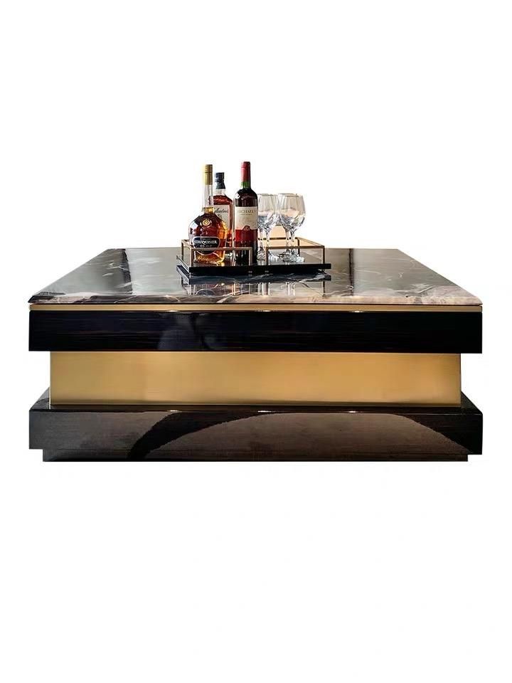 Modern Stainless Steel Furniture High Gloss Glass Living Room TV Cabinet Sofa Popular Luxury Coffee Table