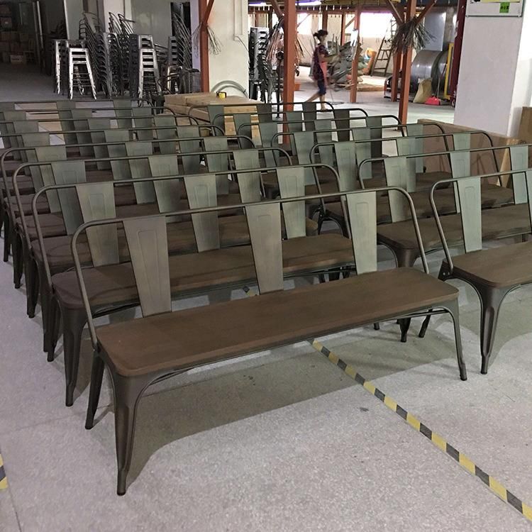 Western Restaurant Metal Solid Wood Double Seat Chair