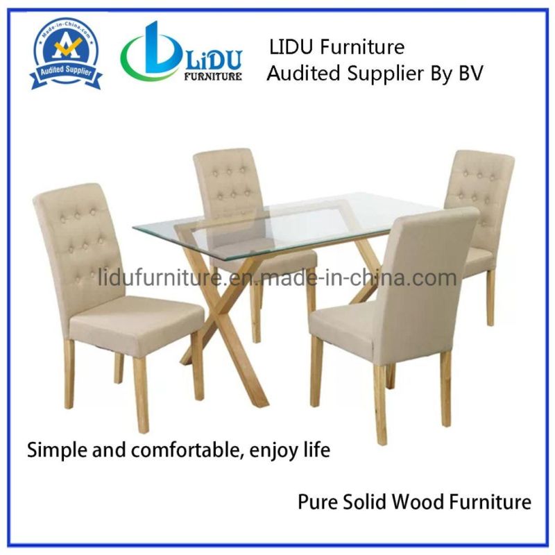 Hot Sale Dining Room Furniture 2019 New European Modern Glass Table Wooden Legs Dining Table high Quality