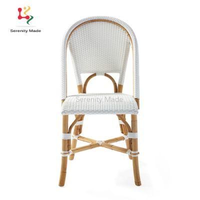 Wholesale Armless French Style Aluminium Frame Rattan Bistro Dining Chair