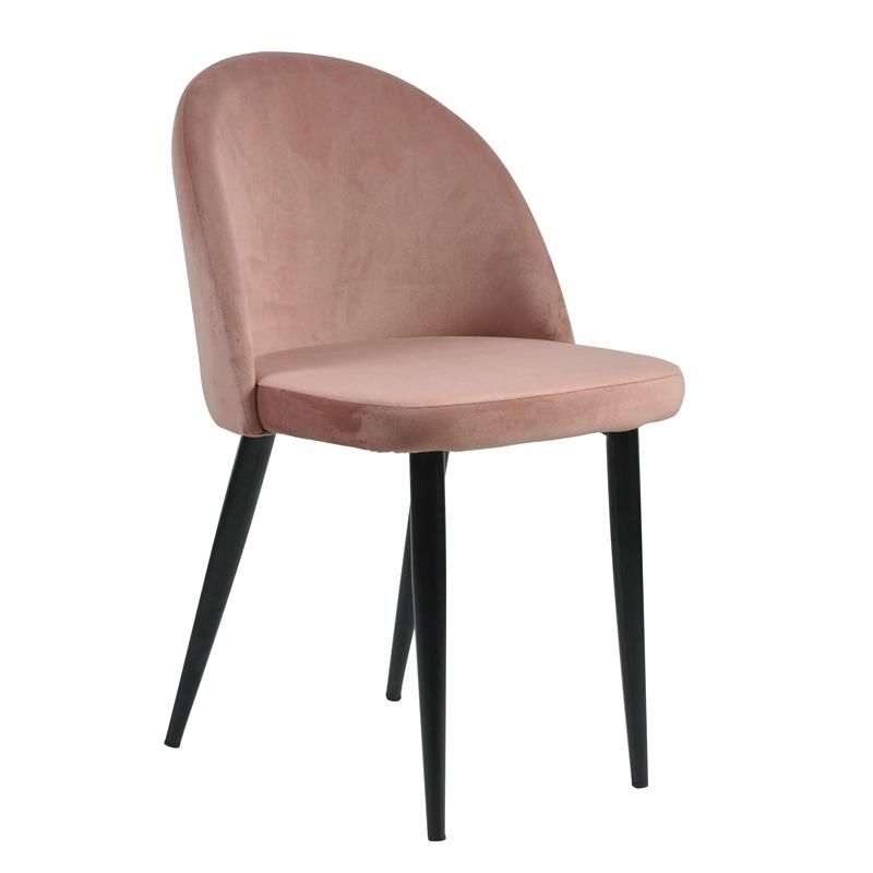 Customization Fabric Seat and Round Back Velvet Dining Chair with Black Legs