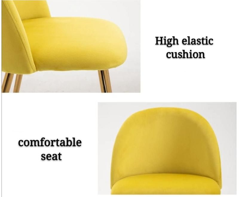 Wholesale Modern Light Luxury Furniture Steel Gold Legs Velvet Dining Room Chair