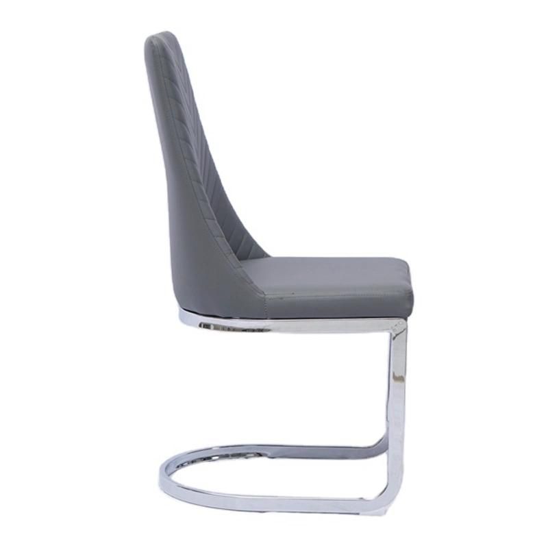 Modern Normal Reach PU Dining Chair with Chrome Legs for Home Hotel Restaurant