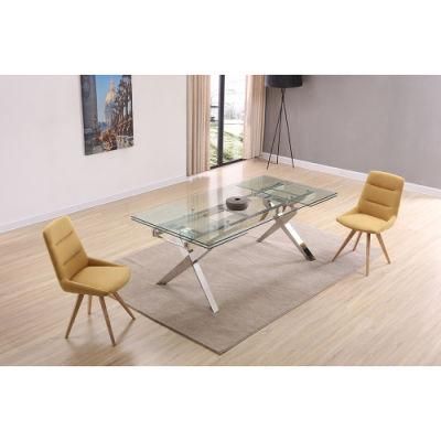 Modern Furniture Extension Tempered Glass Dining Table