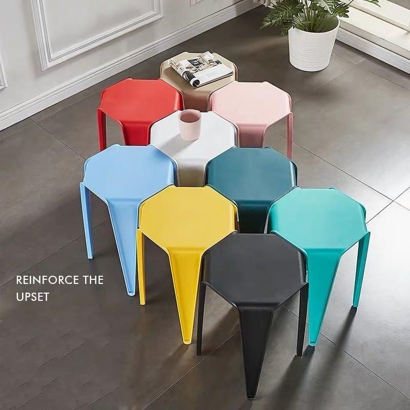 Chair Home Furniture Leisure Square Color Thicken Stackable Plastic Stool