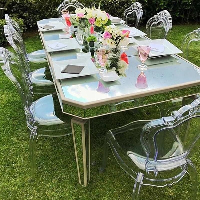 Glass Transparency Rectangular Modern Design Wedding Acrylic Banquet Clear Dining Table with Leg for Wedding