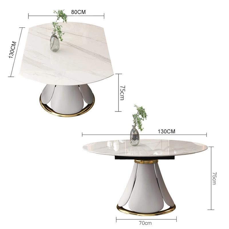 Multi-Functional Durable Dining Round Dining Table Set 6 Chairs Marble Top Extendable Dining Tables