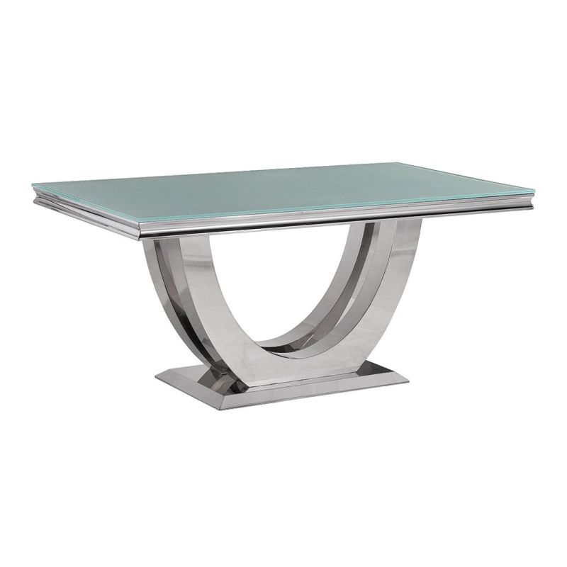 Foshan Factory Direct Sale Stainless Steel Rectangle Stainless Steel Event Space Saving Dining Table