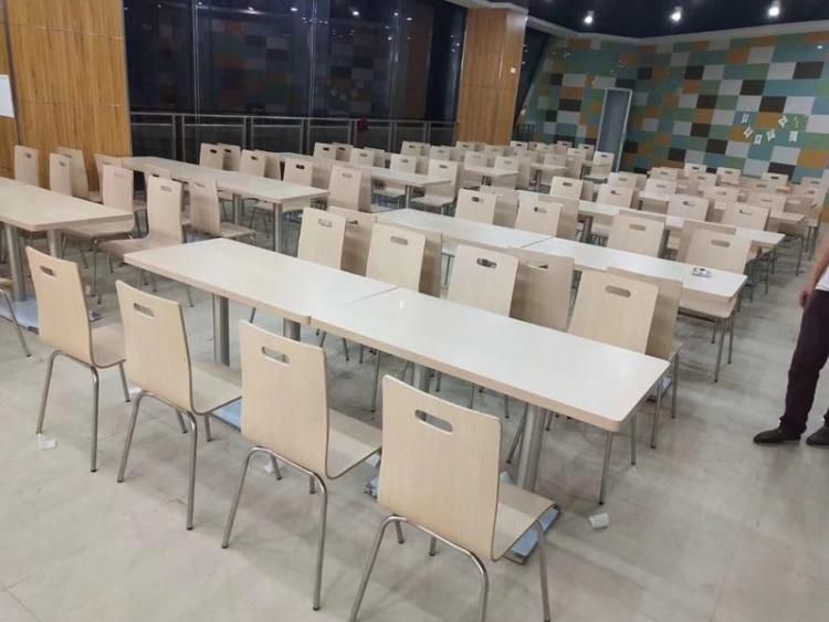 Modern Cheap Snap Restaurant Food Canteen Seating Furniture Wooden Industrial Stainless Steel Canteen Table and Chairs for School/Office