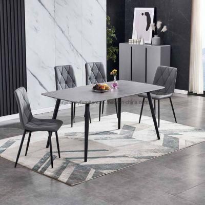 Hot Selling Furniture Restaurant Sintered Stone Marble Top Dining Table Rectangular Dining Table Grey Ceramic Top Dining Table