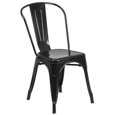 Sillas De Metalicas Vintage Industrial Style Dine Furniture Tolixs Steel Metal Frame Black Dining Chair for Outdoor Restaurant